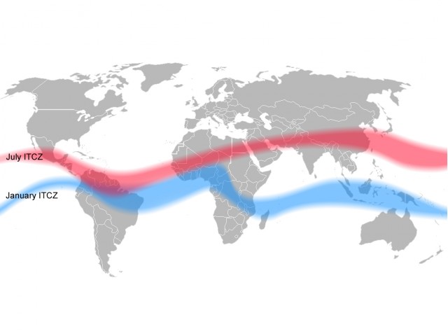 Position of ITCZ in January and July